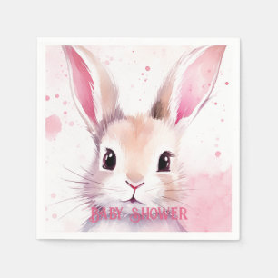 Bunny Cute Watercolor Pink baby shower Napkin