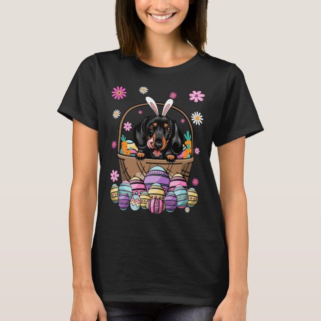 Bunny Dachshund Dog Happy Easter Day Lover Egg Hun T-Shirt (Front)