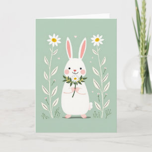 Bunny Daisy Cute Art Card