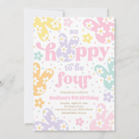 Bunny Daisy Floral Pastel Spring 4th Birthday