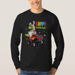 Bunny Dinosaur T Rex Riding Monster Truck Happy Ea T-Shirt