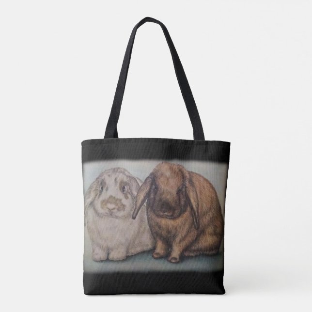 Bunny Drawing Rabbit Animal Art Tote Bag (Back)