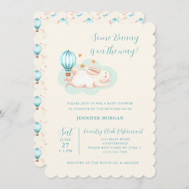  Bunny Dreams Blue Baby Shower invitations (Front/Back)