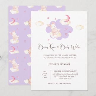 Bunny Dreams Purple Baby Shower  Invitation