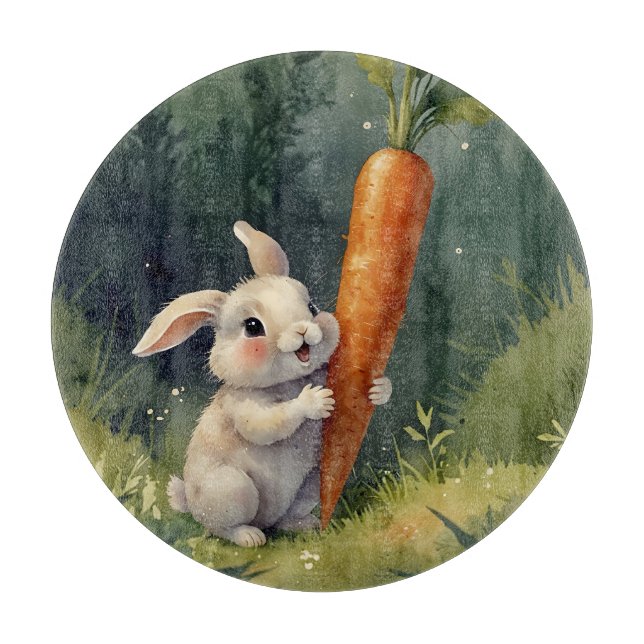  Bunny Dreams: Whimsical Glass Cutting Board (Front)