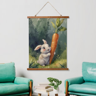 Bunny Dreams: Whimsical  Wood Topped Tapestry