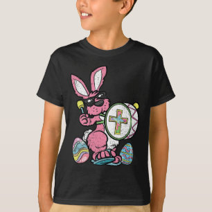 Bunny Drummer Easter Egg Hunting Spring Rabbit Jes T-Shirt