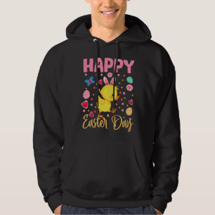 Bunny Duck Colorful Eggs Hunting Happy Easter Day Hoodie