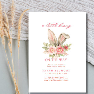 Bunny ear blush pink floral baby shower Invitation