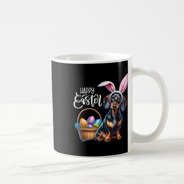 Bunny Ear Dachshund Dog Easter Eggs Happy Easter D Coffee Mug (Right)