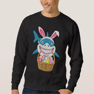 Bunny Ear Shark Easter Egg Hunting Shark Easter Sweatshirt