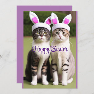 Bunny-Eared Easter Cats Invitation