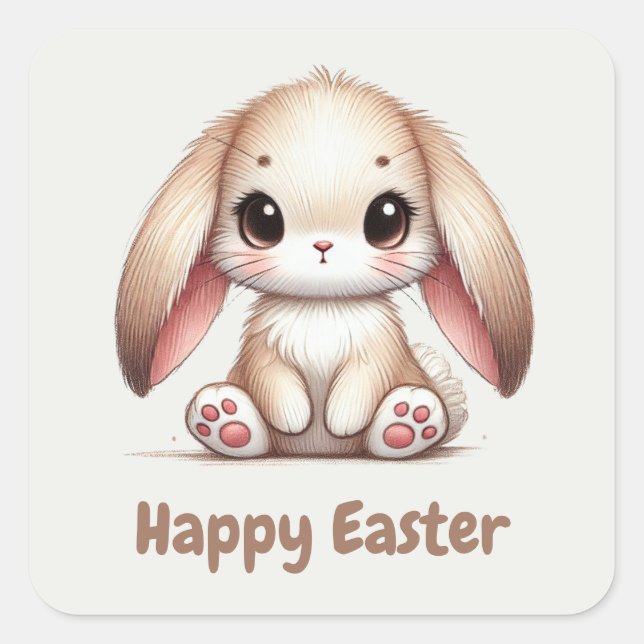 Bunny Eared Wonder Square Sticker (Front)