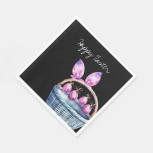 Bunny Ears and Eggs on a Blue Easter Basket Napkin