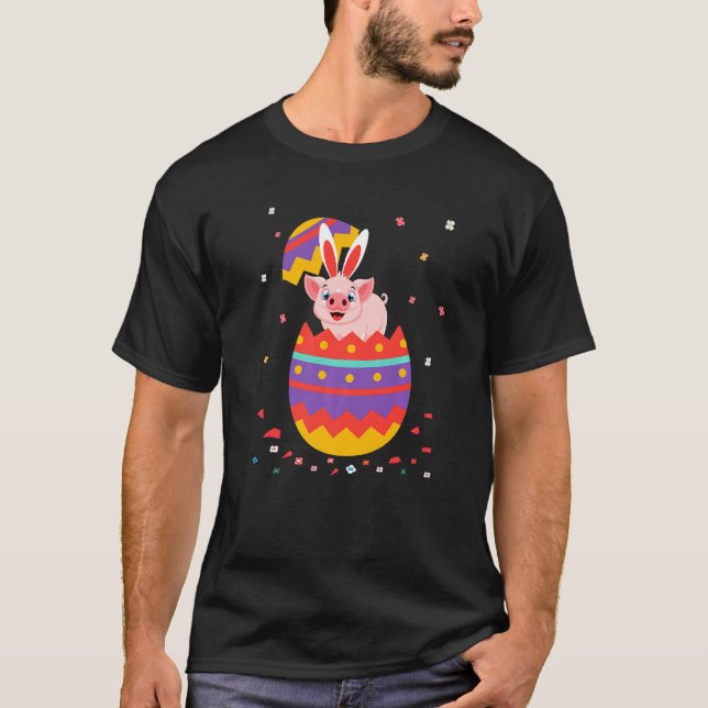 Bunny Ears Eggs Costume Cute Easter Day Graphic Pi T-Shirt (Front)