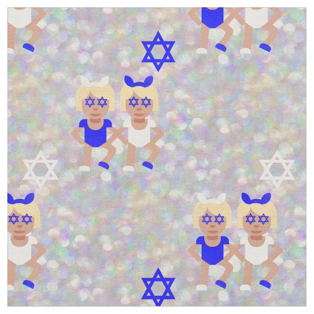 bunny ears hanukkah emoji fabric (Close Up)