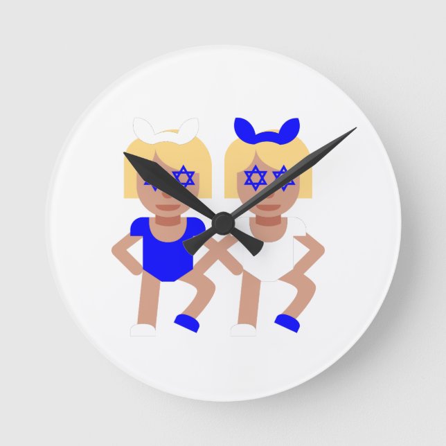 bunny ears hanukkah round clock (Front)
