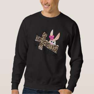 Bunny Ears Leopard He Is Risen Faith Cross Christi Sweatshirt