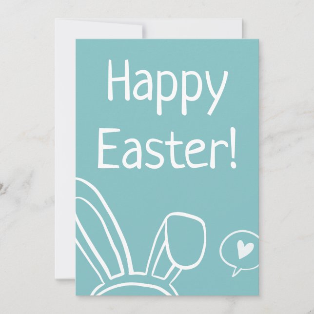 Bunny Ears Love Text Typography Minimal Modern Holiday Card (Front)