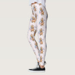 "Bunny Ears" Pit Bull Dog Watercolor Painting Leggings<br><div class="desc">This is a watercolor painting of a tan pit bull dog with ears that are standing up like bunny ears. The background is a marbled colours of blue and pink.</div>