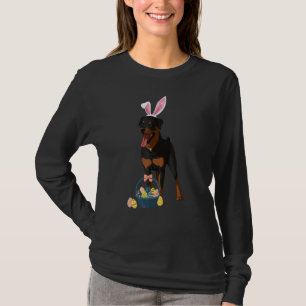 Bunny Ears Rottweiler Dog Cute Doge Rabbit T-Shirt