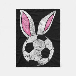 Bunny Ears Soccer Happy Easter Boys Girls Fleece Blanket