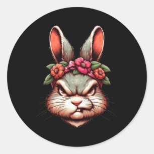 Bunny Easter Angry Bunny Classic Round Sticker
