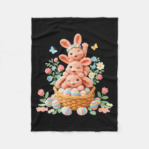 Bunny Easter Day Yarn Crochet Cute Rabbit Face Egg Fleece Blanket