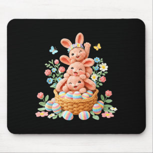 Bunny Easter Day Yarn Crochet Cute Rabbit Face Egg Mouse Pad