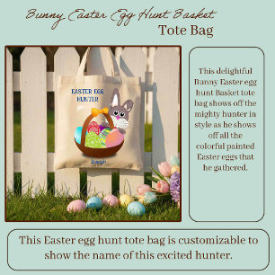 Bunny Easter Egg Hunt Basket Tote Bag