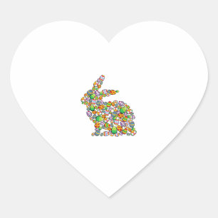 Bunny Easter Egg Hunting Cute Rabbit Spring  Heart Sticker