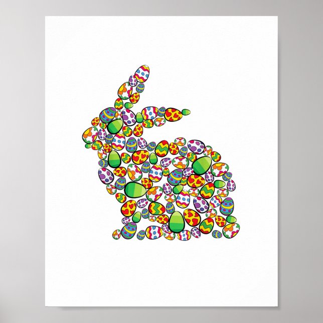 Bunny Easter Egg Hunting Cute Rabbit Spring  Poster (Front)