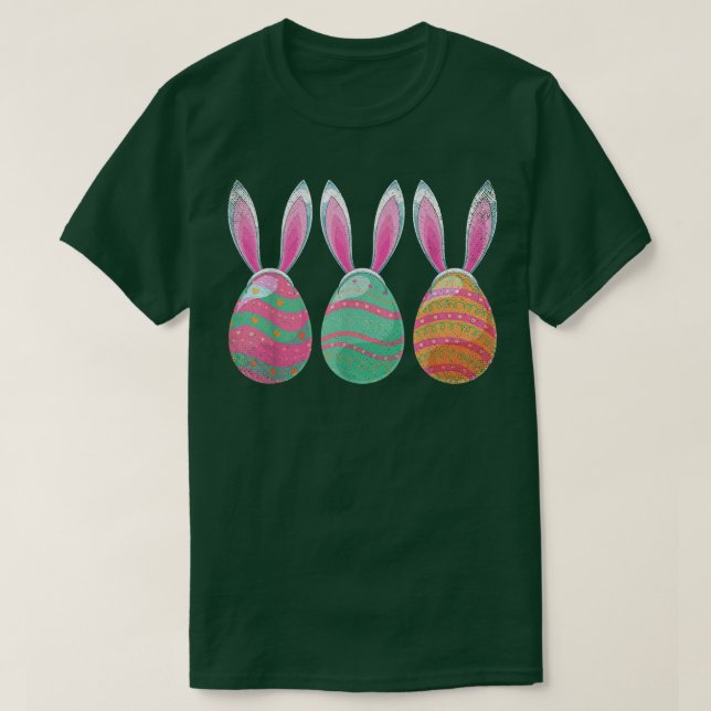 Bunny Easter Holiday Easter Eggs Rabbit Ears Happy T-Shirt (Design Front)