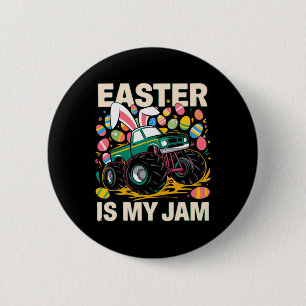 Bunny Easter Is My Jam Truck Easter Eggs Kids Boys 6 Cm Round Badge