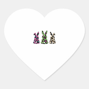 Bunny Easter Leopard Plaid Buffalo Rabbit Easter D Heart Sticker