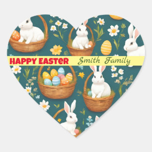 Bunny Easter Modern Collection Heart Sticker