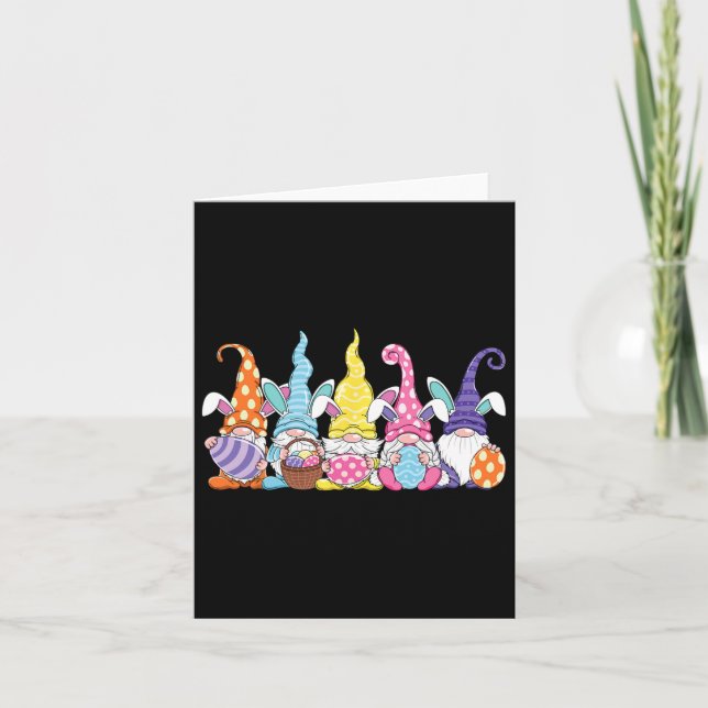 Bunny Easter Spring Gnome Easter Holding Egg Hunti Card (Front)