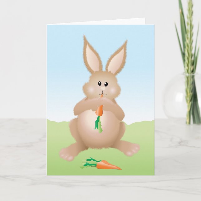 Bunny Eating Carrot Adorable Rabbit Card (Front)