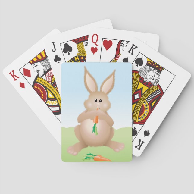 Bunny Eating Carrot Adorable Rabbit Playing Cards (Back)