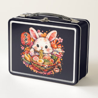 Bunny Eating Ramen Metal Lunch Box