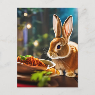 Bunny Eats Spaghetti Postcard