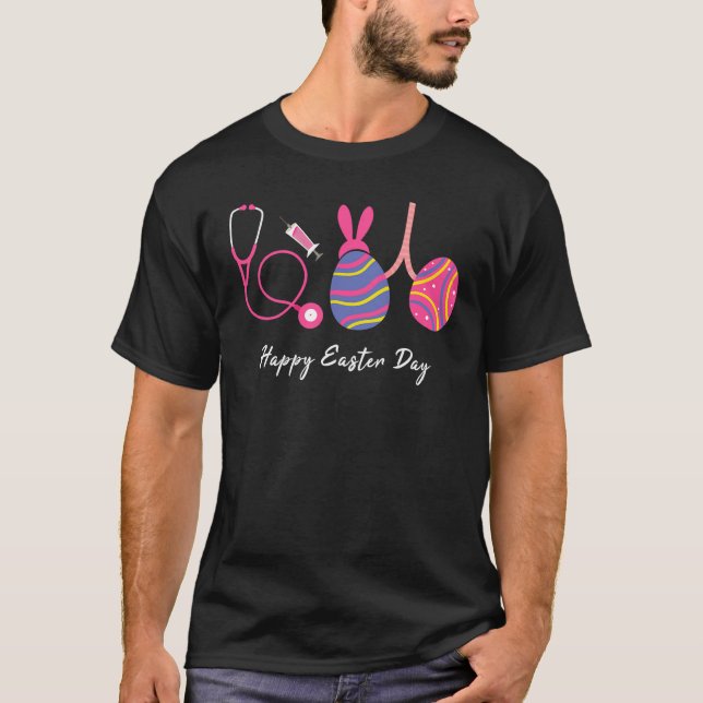 Bunny Egg Lungs Respiratory Nurse Therapist Happy  T-Shirt (Front)