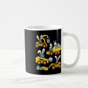 Bunny Eggs Construction Excavator Easter Day Boys Coffee Mug