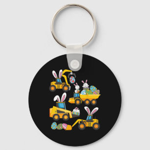 Bunny Eggs Construction Excavator Easter Day Boys Key Ring