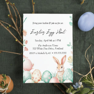 Bunny eggs flowers Easter Egg Hunt  Invitation