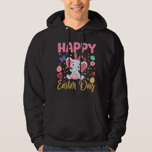 Bunny Elephant Colorful Eggs Hunting Happy Easter  Hoodie
