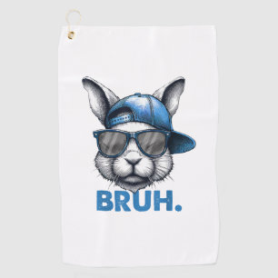 Bunny Face Bruh Meme Funny Saying Bro Greeting Eas Golf Towel