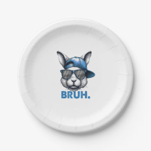 Bunny Face Bruh Meme Funny Saying Bro Greeting Eas Paper Plate