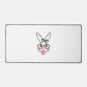 Bunny Face Bubblegum Blowing Glasses Headband Happ Desk Mat