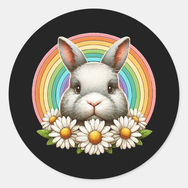 Bunny Face Classic Round Sticker (Front)